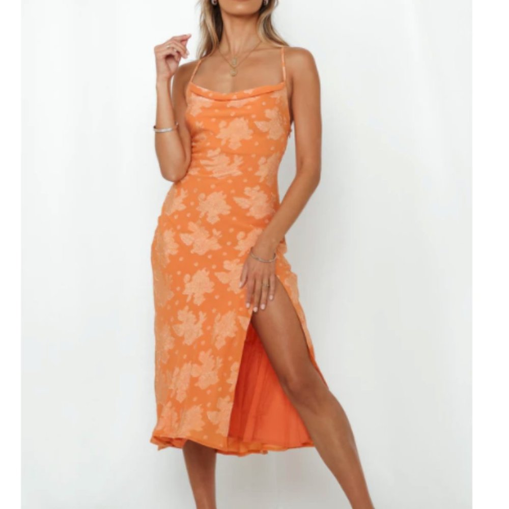 Drinks On Me Midi Dress Orange